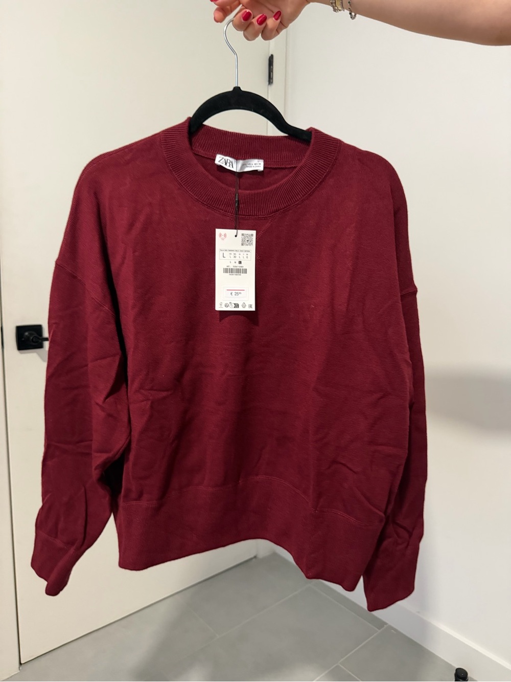 Zara Maroon Crewneck Sweater